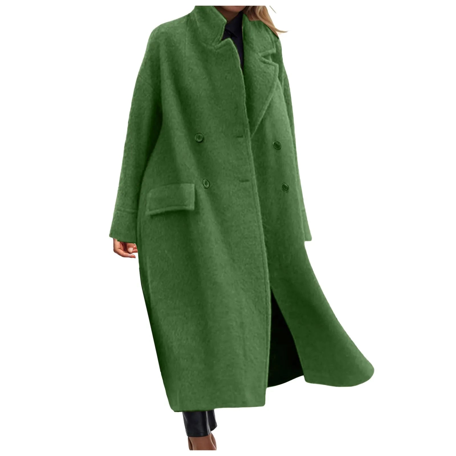 Coatiy Women's Oversized Long Wool Blend Trench Coat
